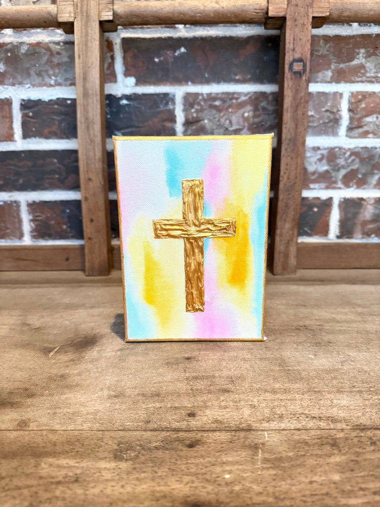 Textured Cross Mini Canvas | Morning Glory