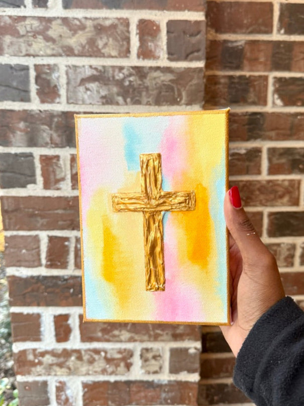 Textured Cross Mini Canvas | Morning Glory
