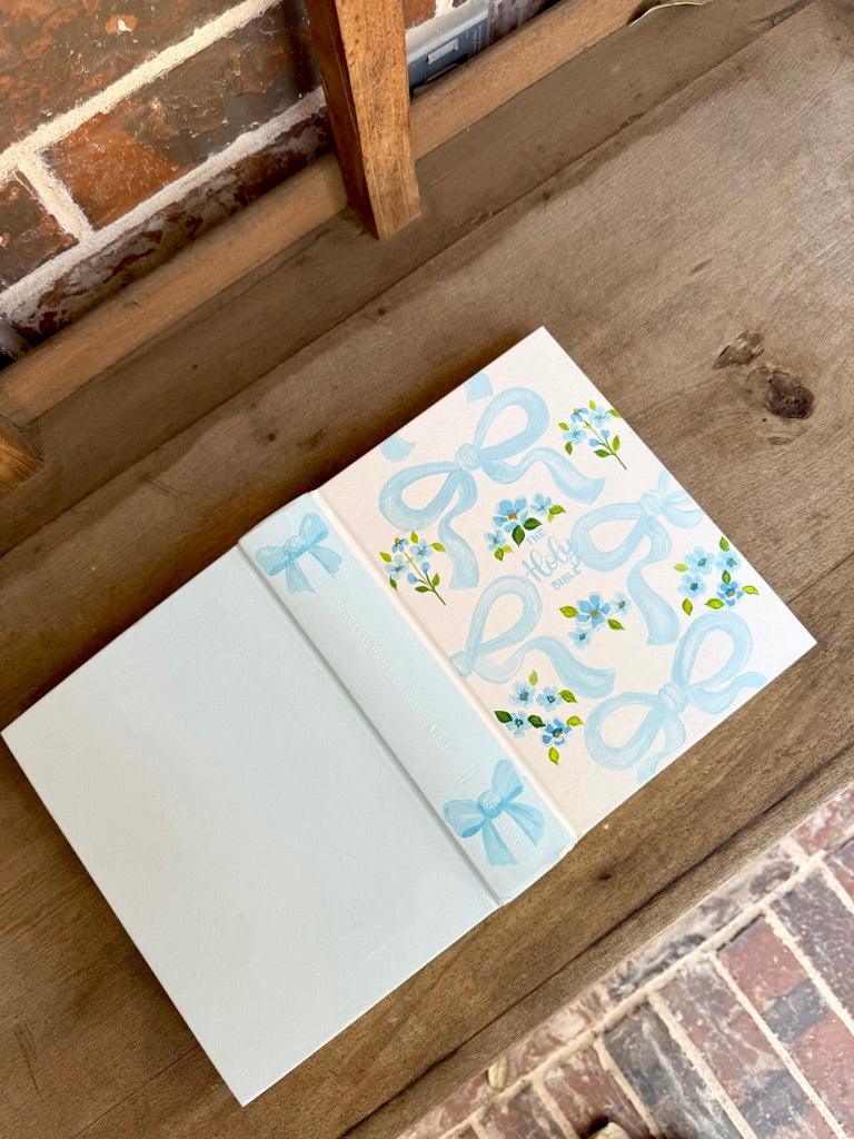 Blue Bows Customizable Bible
