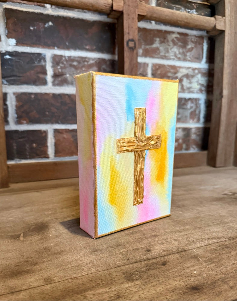 Textured Cross Mini Canvas | Morning Glory