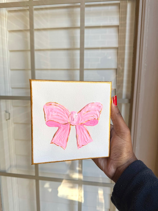 Textured Bow Mini Canvas | Pastel Pink