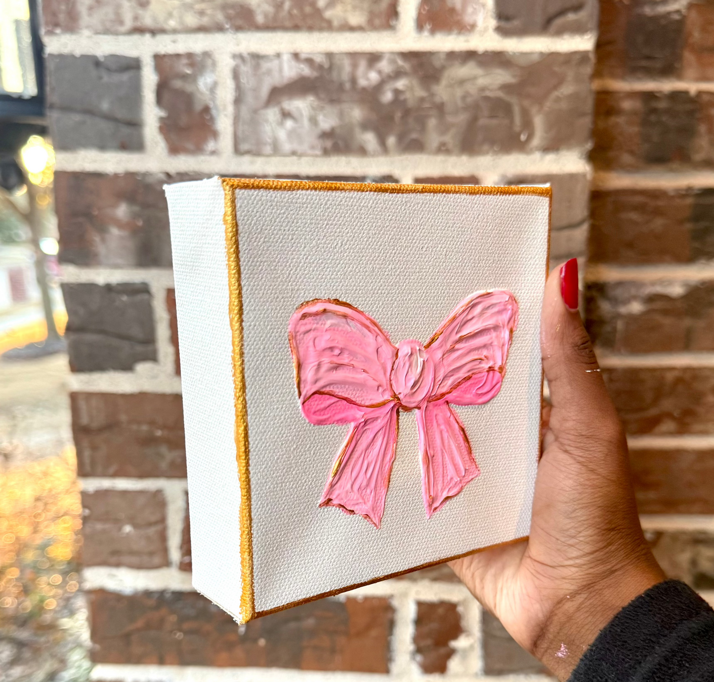 Textured Bow Mini Canvas | Pastel Pink