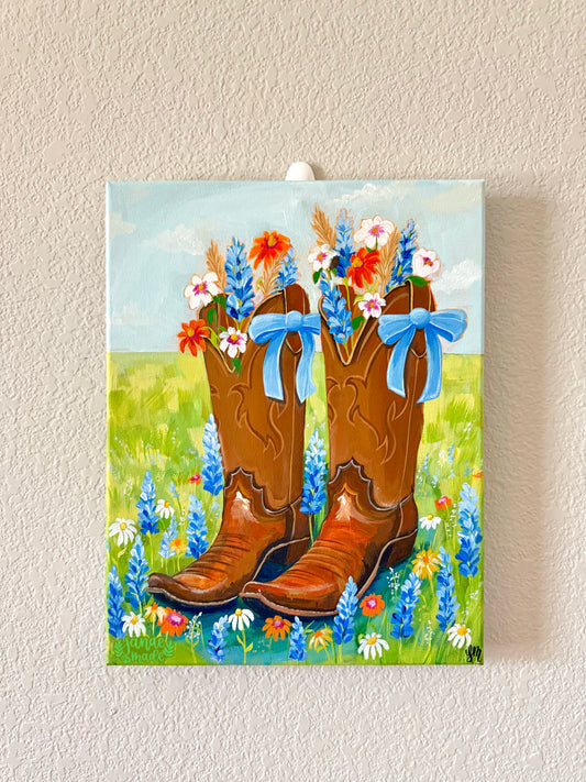 Cowgirl Boots Bouquet | Acrylic Painting
