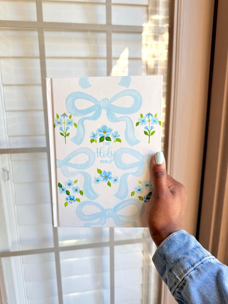 Blue Bows Customizable Bible