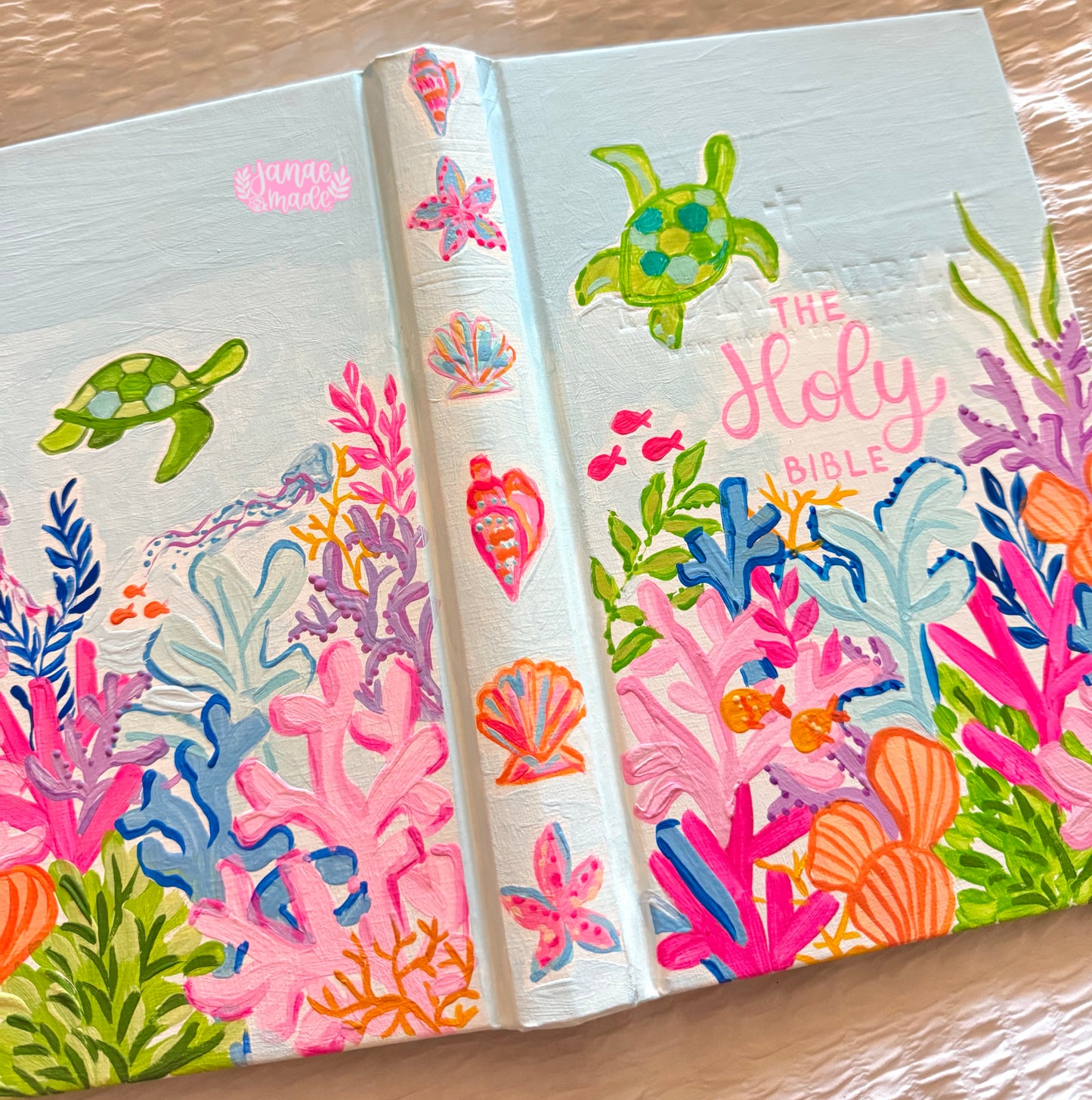 Coral Painted NLT Bible