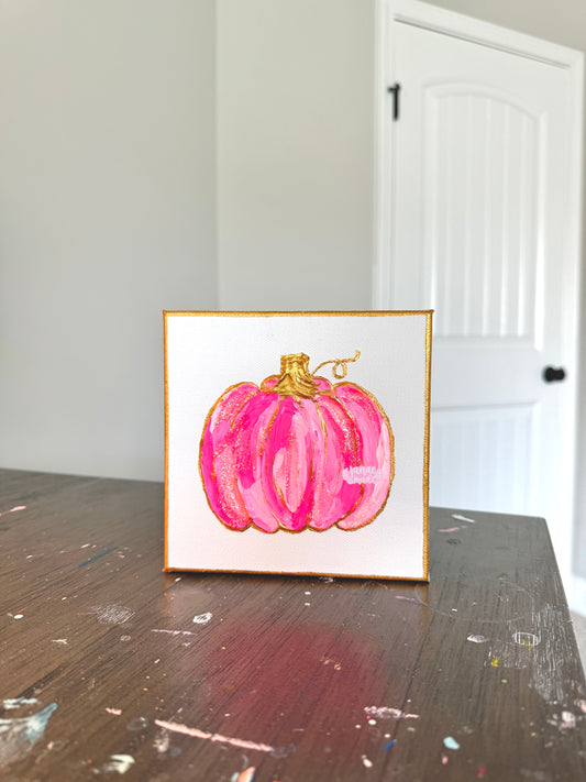 Textured Pumpkin Mini Canvas | Pretty in pink
