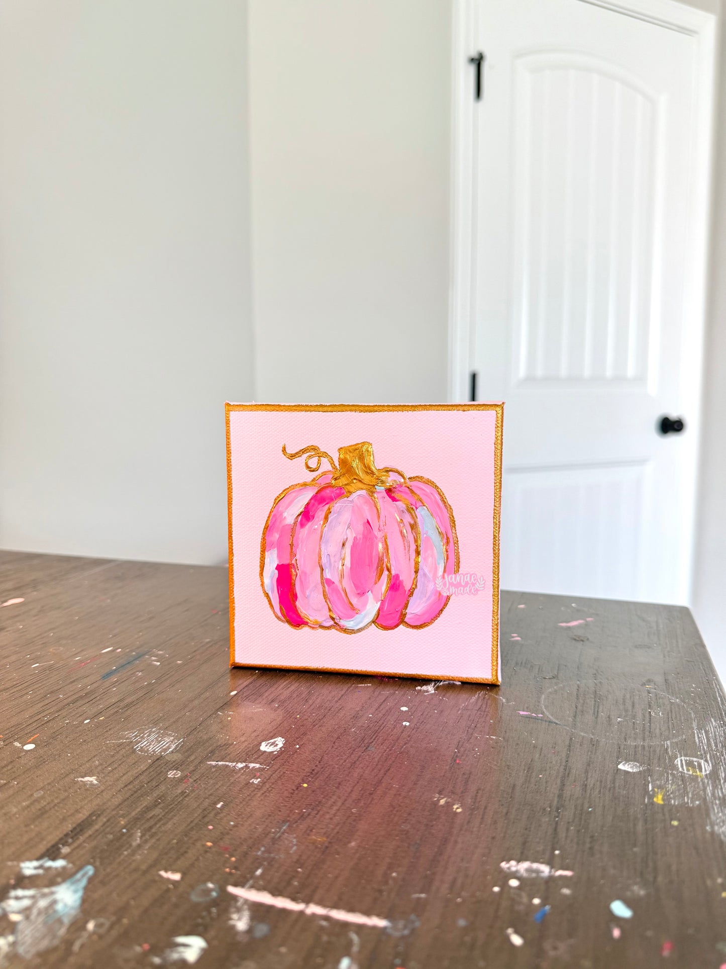 Textured Pumpkin Mini Canvas | Pink Bliss