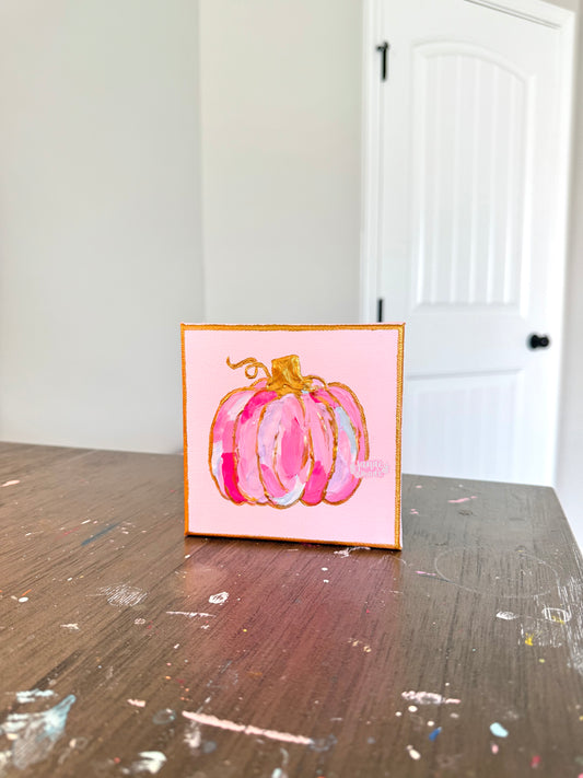Textured Pumpkin Mini Canvas | Pink Bliss