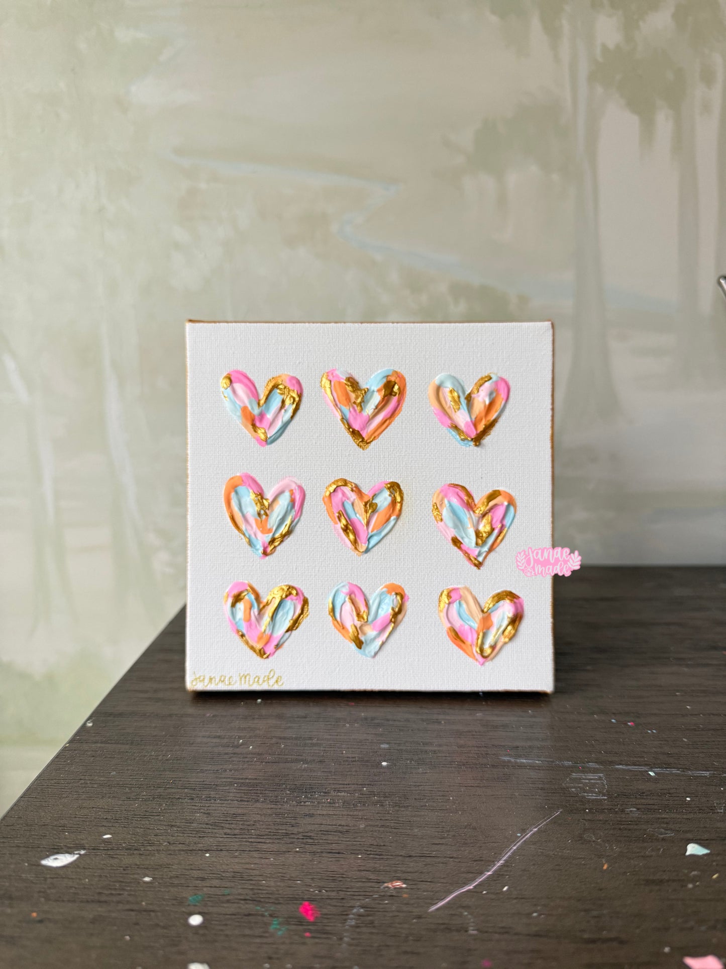 Textured Hearts Mini Canvas | Sherbert Hearts