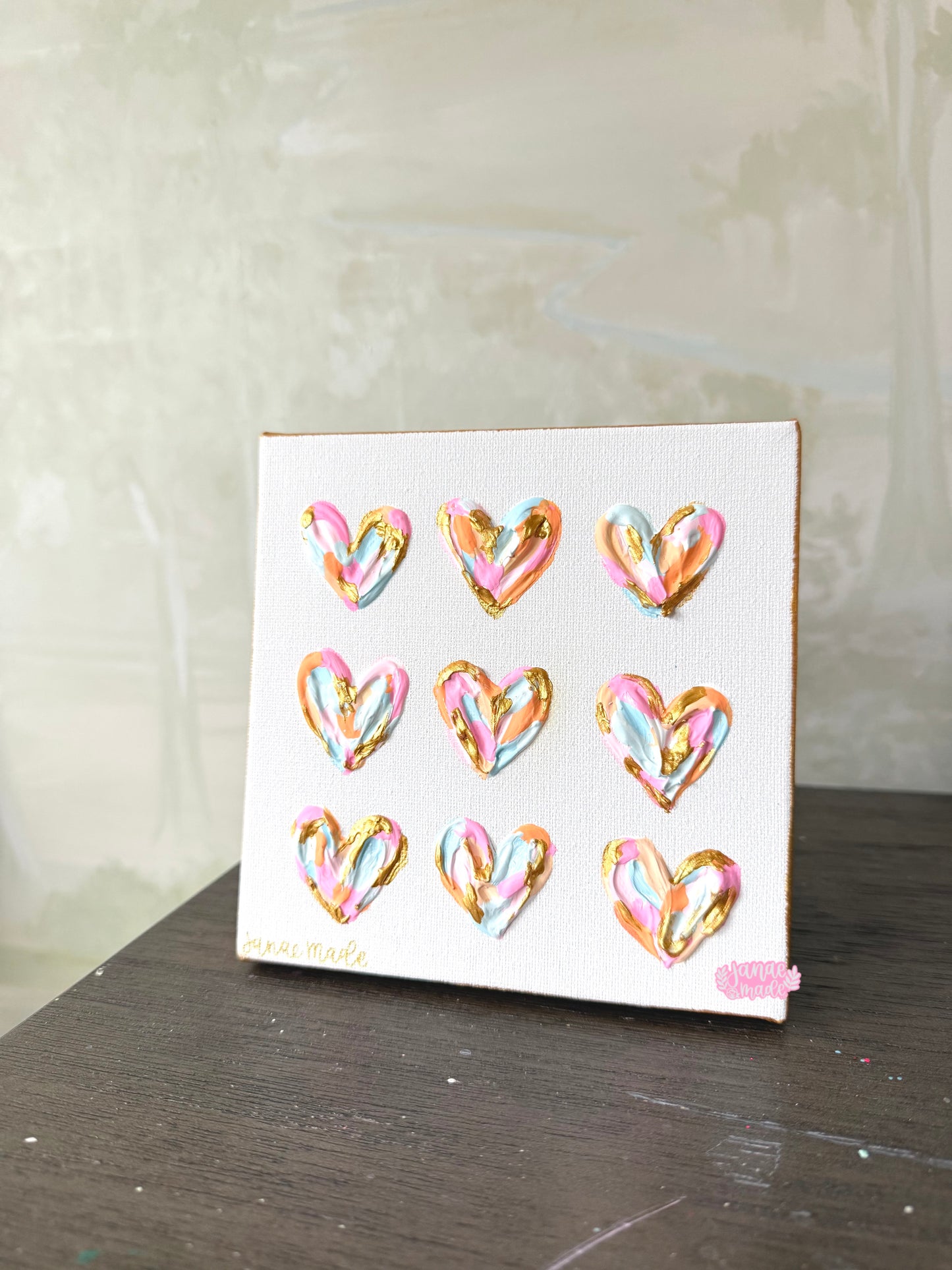 Textured Hearts Mini Canvas | Sunrise