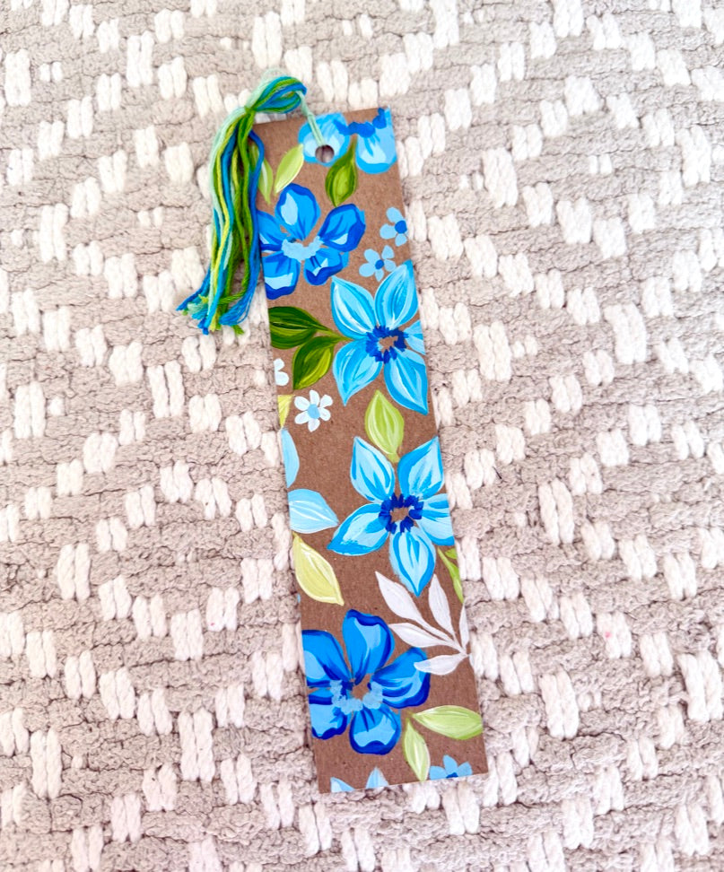 Blue Floral Bookmark