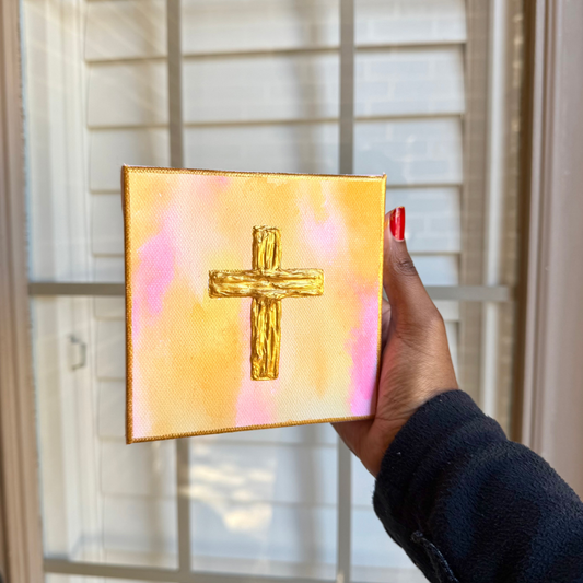Textured Cross Mini Canvas | Sunrise