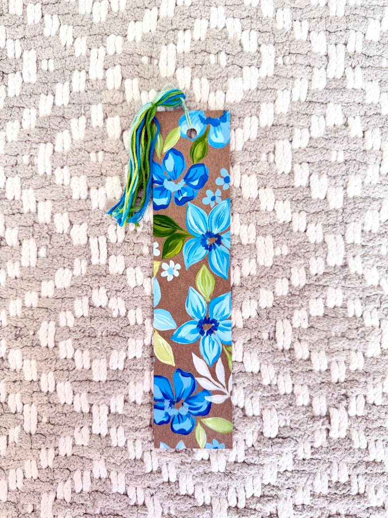 Blue Floral Bookmark