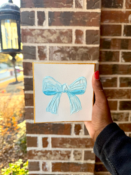 Textured Bow Mini Canvas | Blue