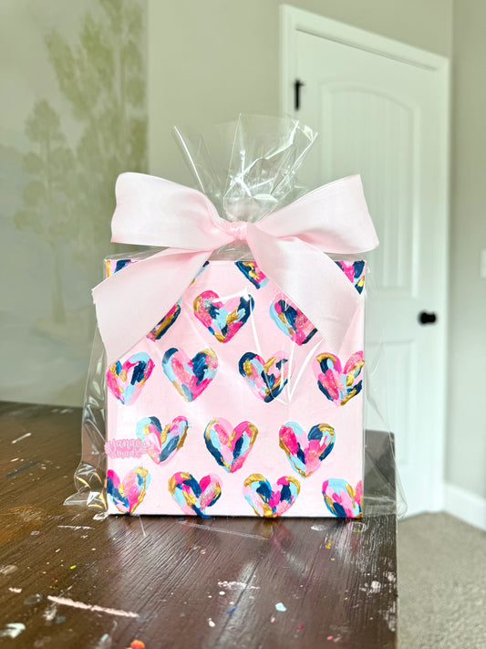 Textured Hearts Mini Canvas | Bubblegum