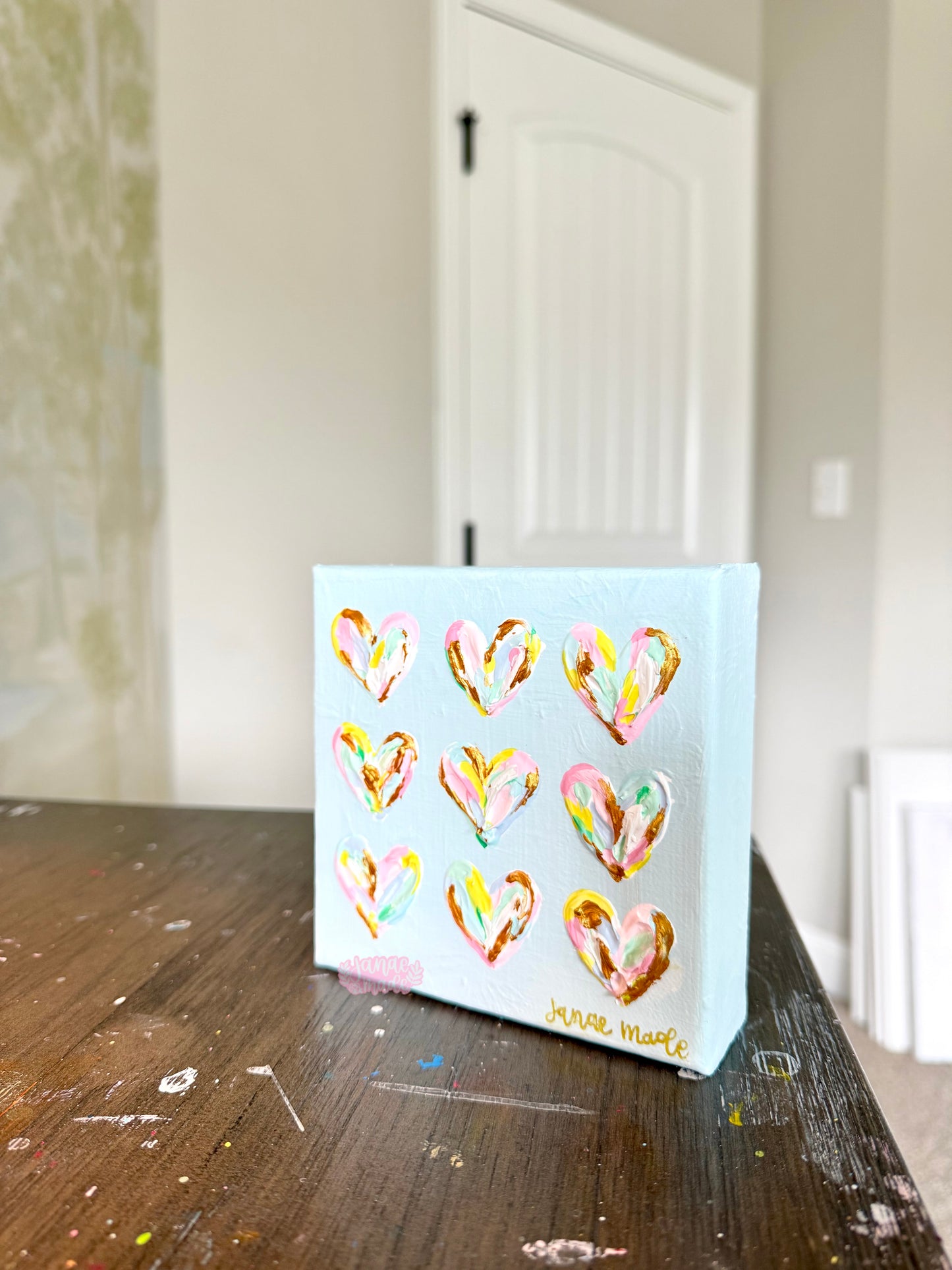 Textured Hearts Mini Canvas | Cotton Candy