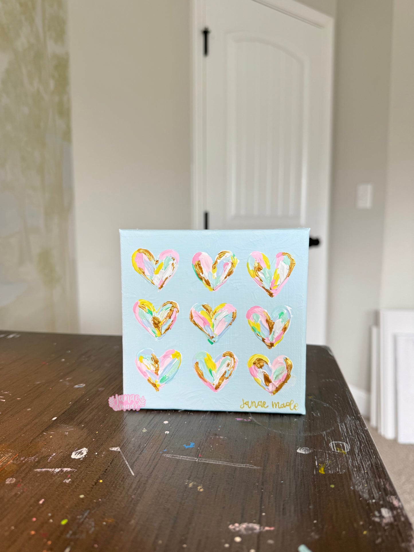 Textured Hearts Mini Canvas | Cotton Candy