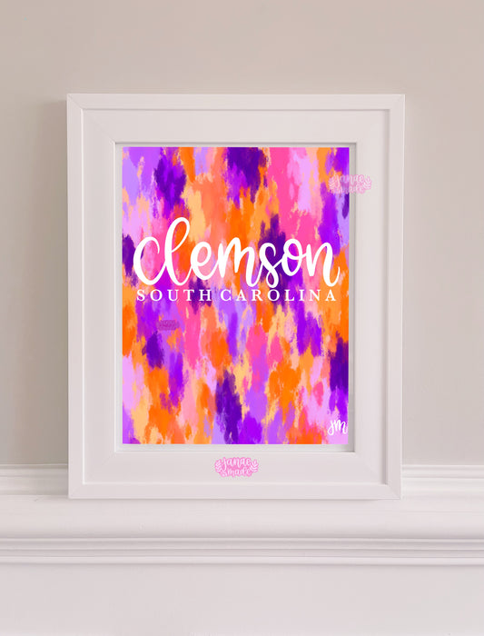 Clemson SC Abstract Paint Print