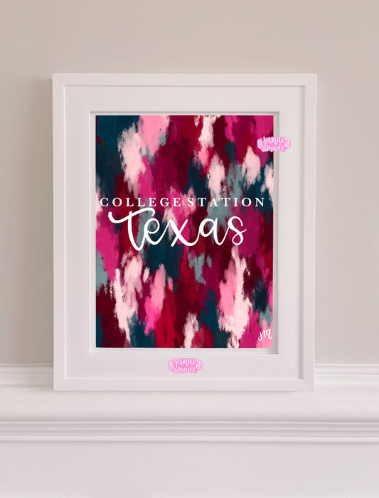 College Station Texas Abstract Paint Print