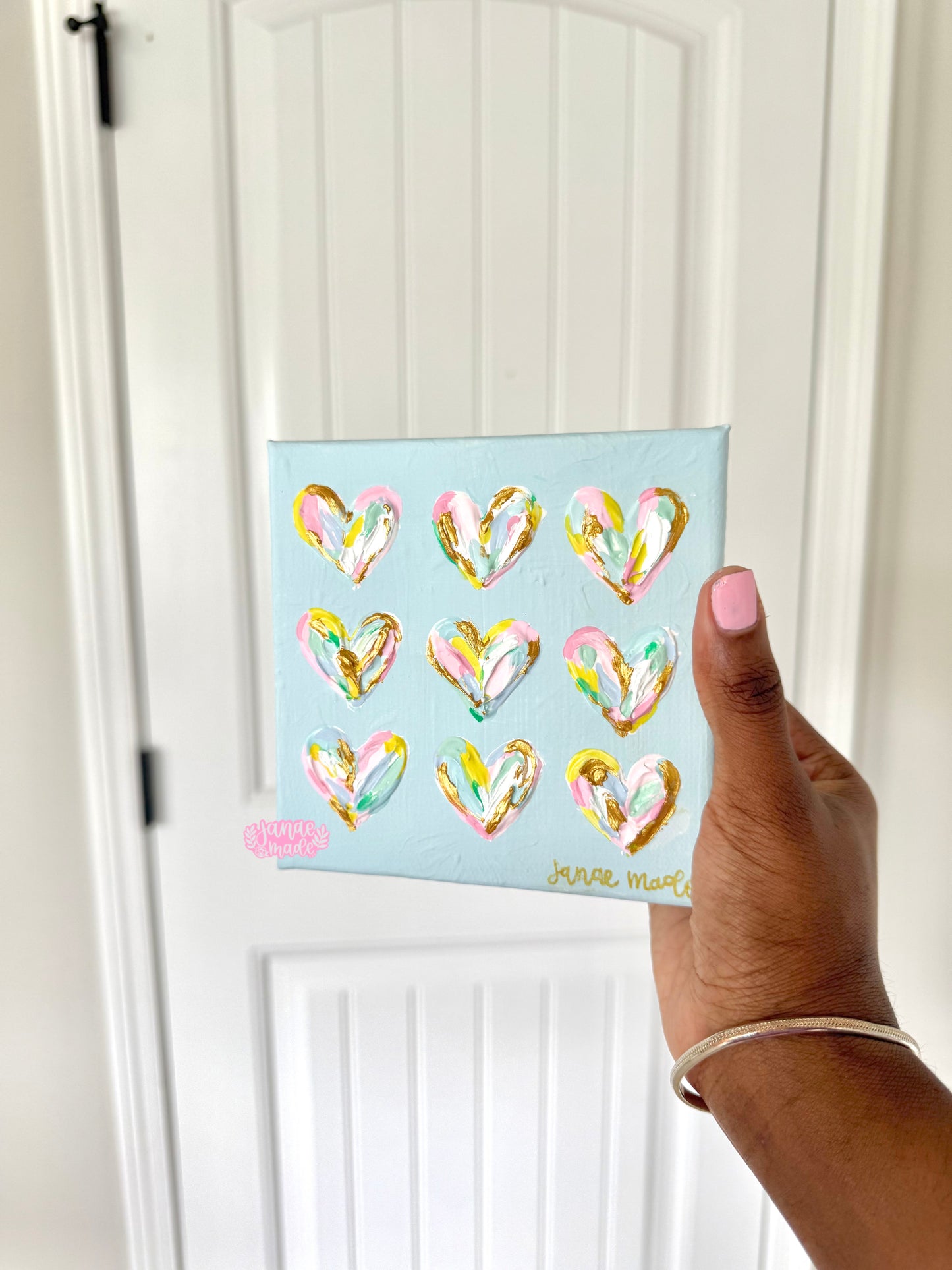 Textured Hearts Mini Canvas | Cotton Candy