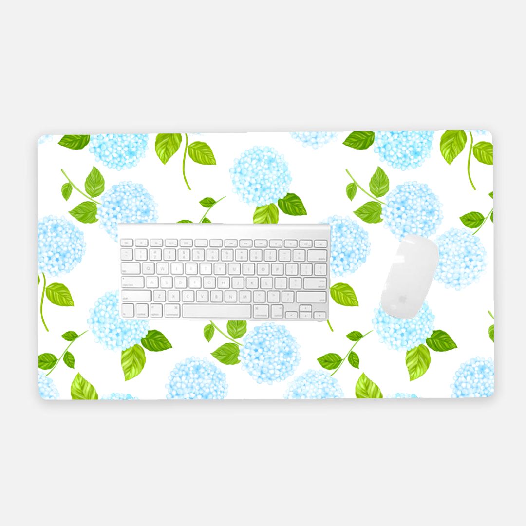 Blue Hydrangeas Desk Mat