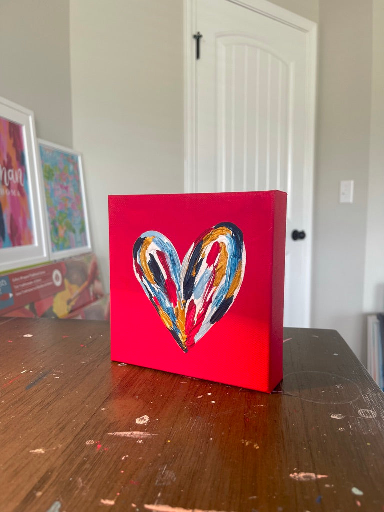 Textured Heart Mini Canvas | Red