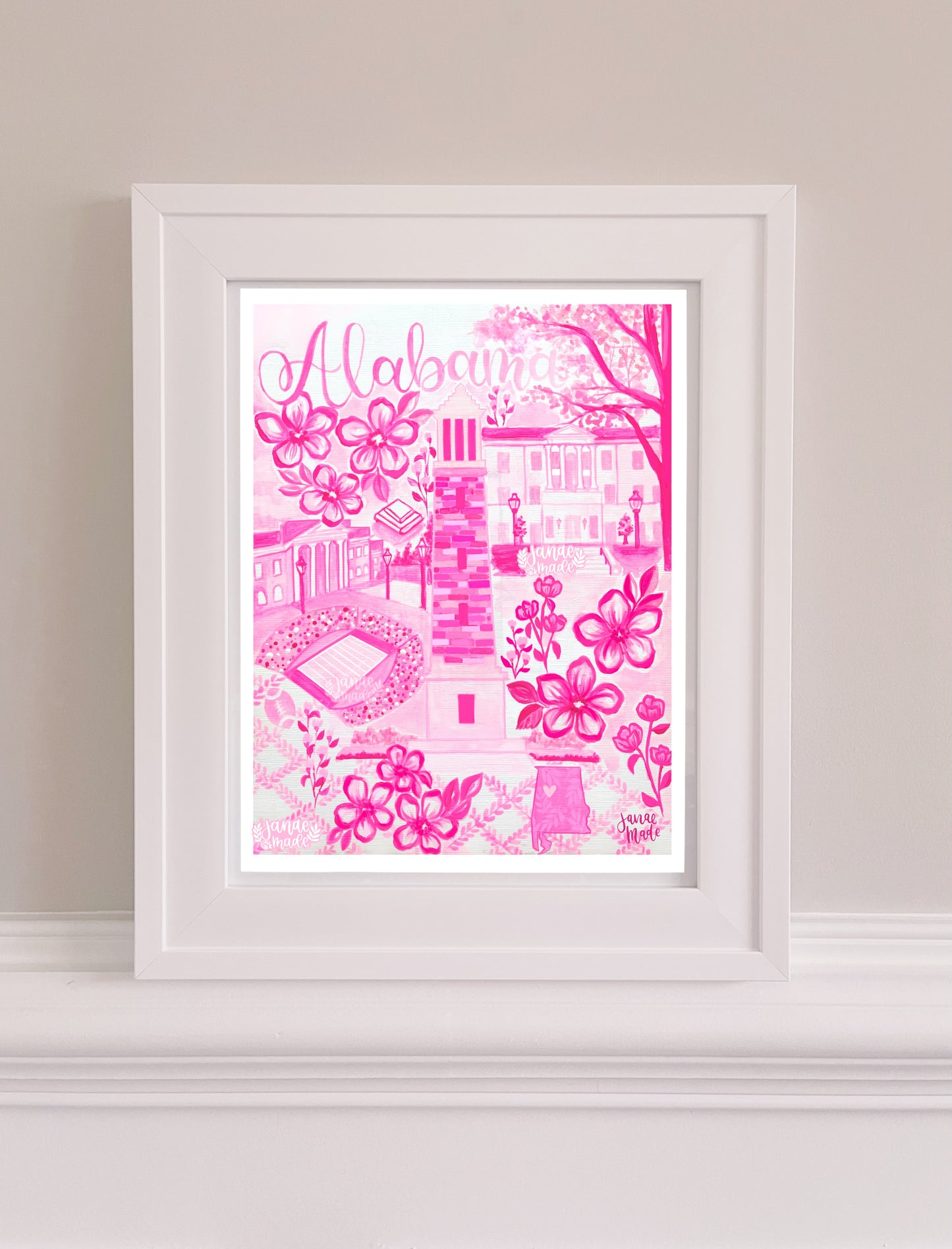 Alabama Pink Toile Art Print