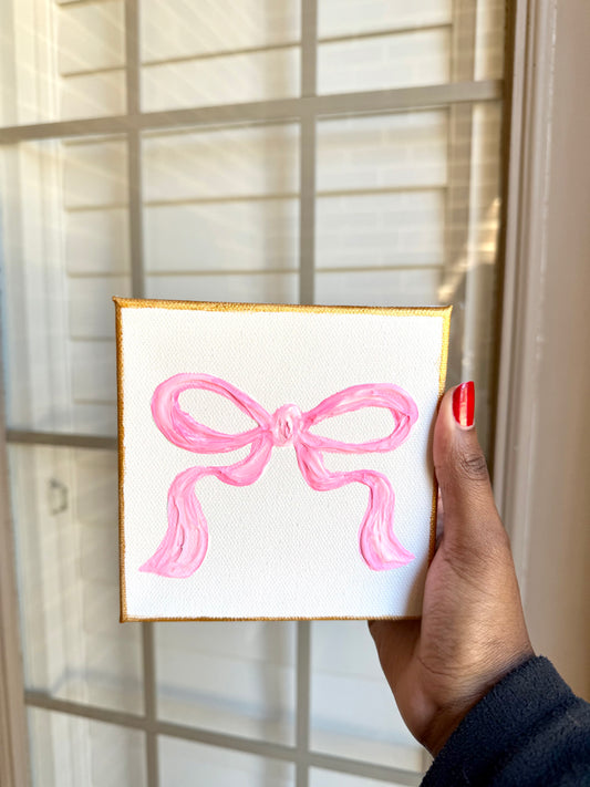 Textured Pink Bow Mini Canvas