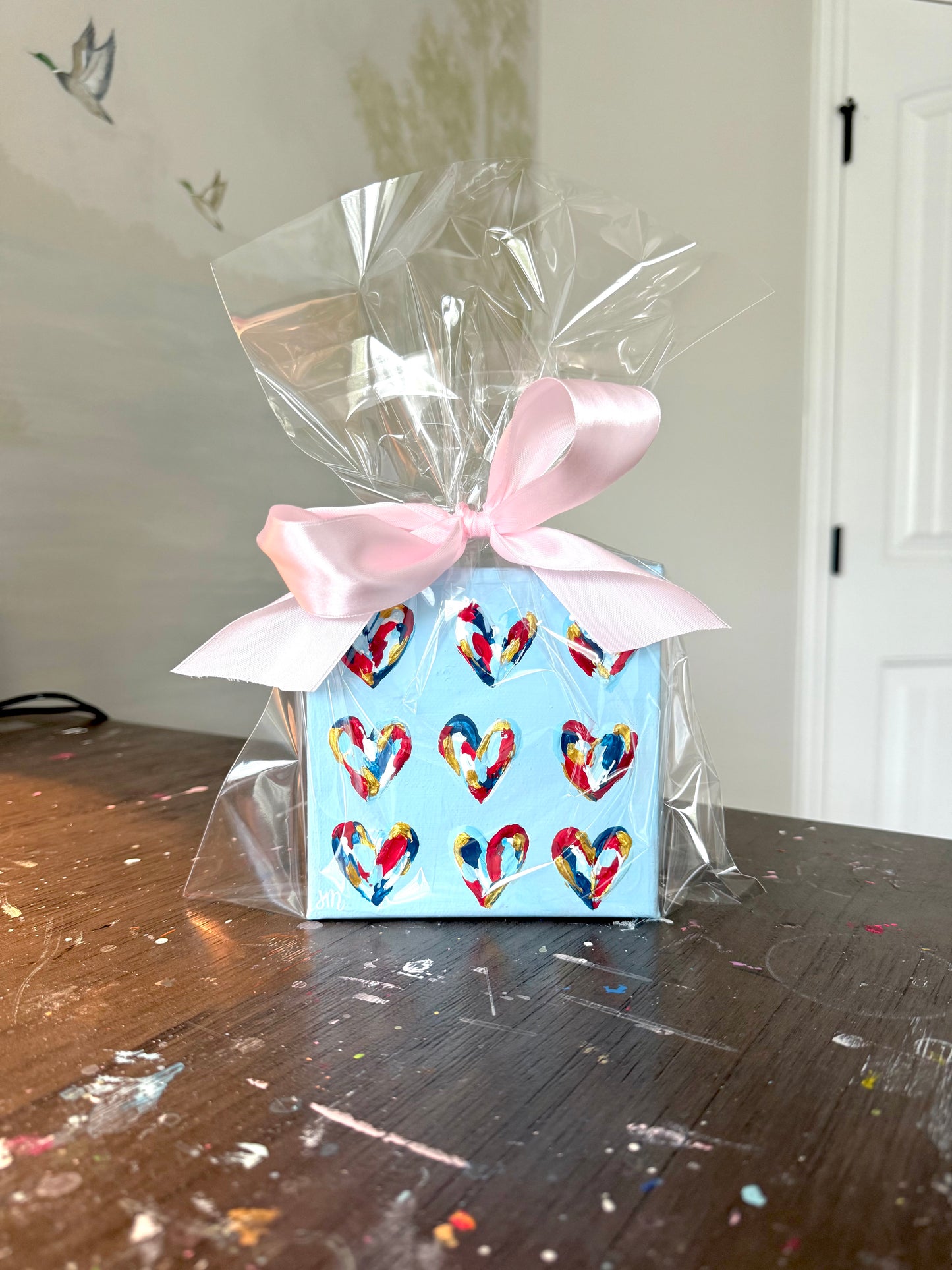 Textured Hearts Mini Canvas | Red, White, and Blue