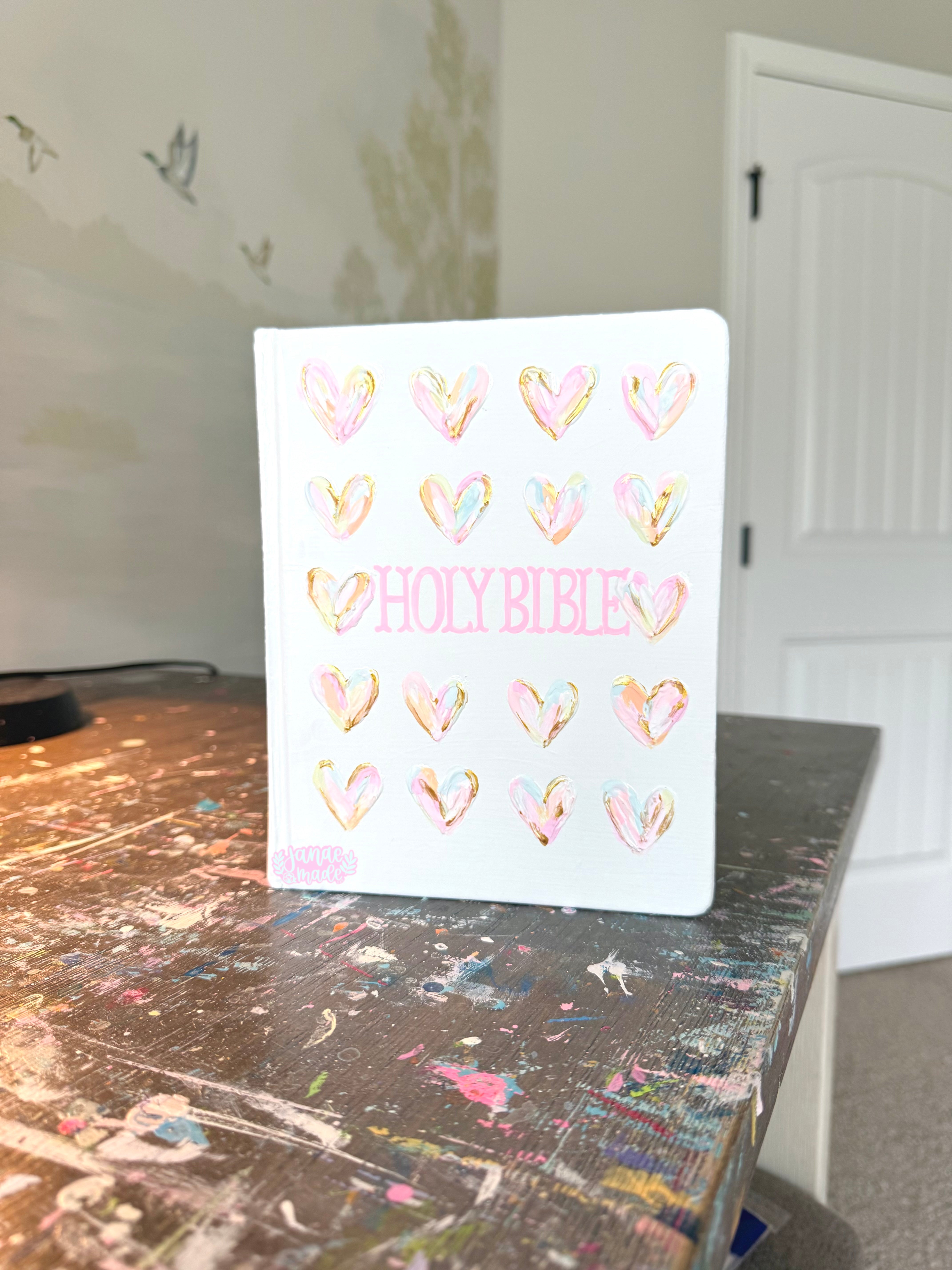 Textured Hearts Painted Bible | Customizable – Janae Made