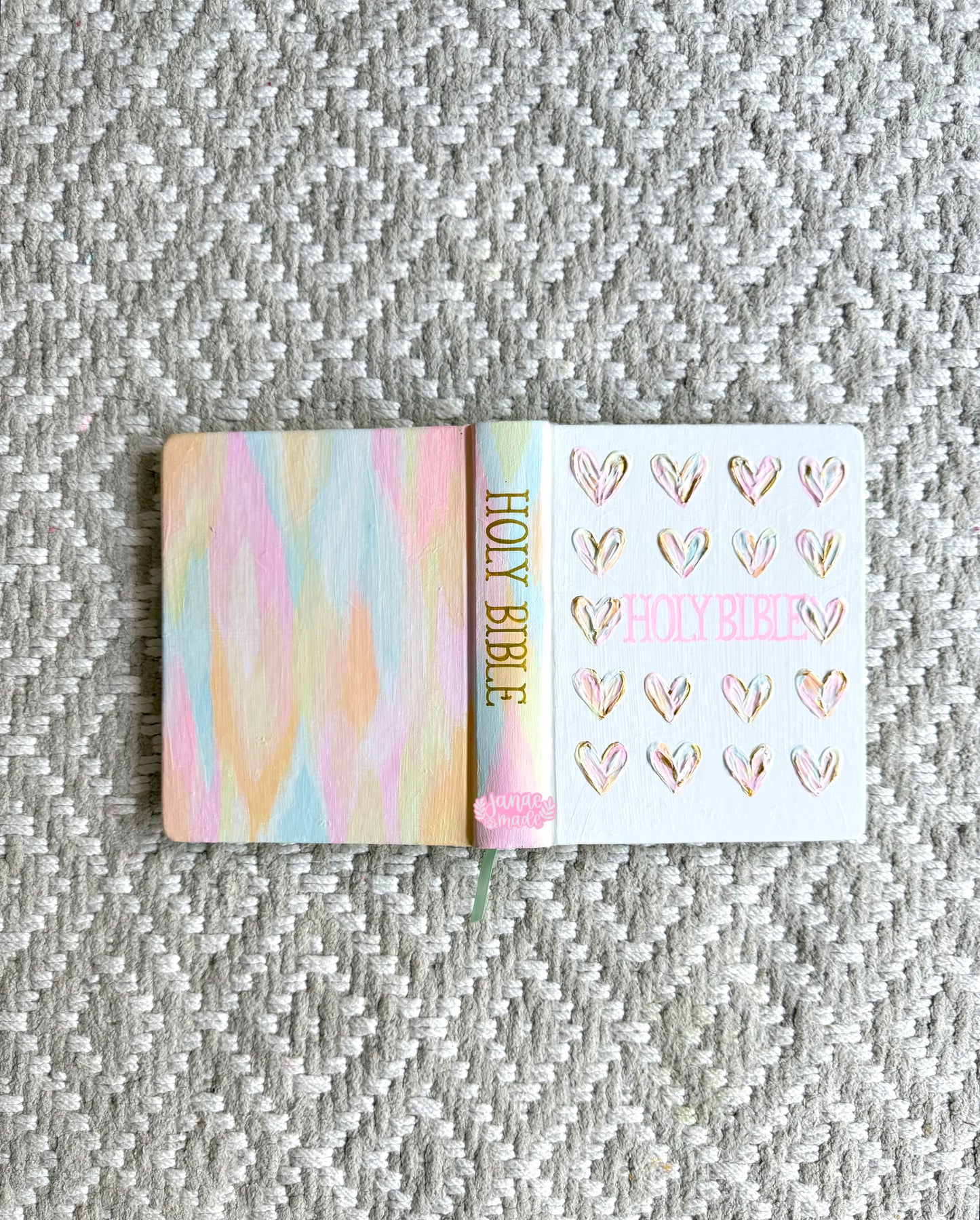 Textured Hearts Painted Bible | Customizable