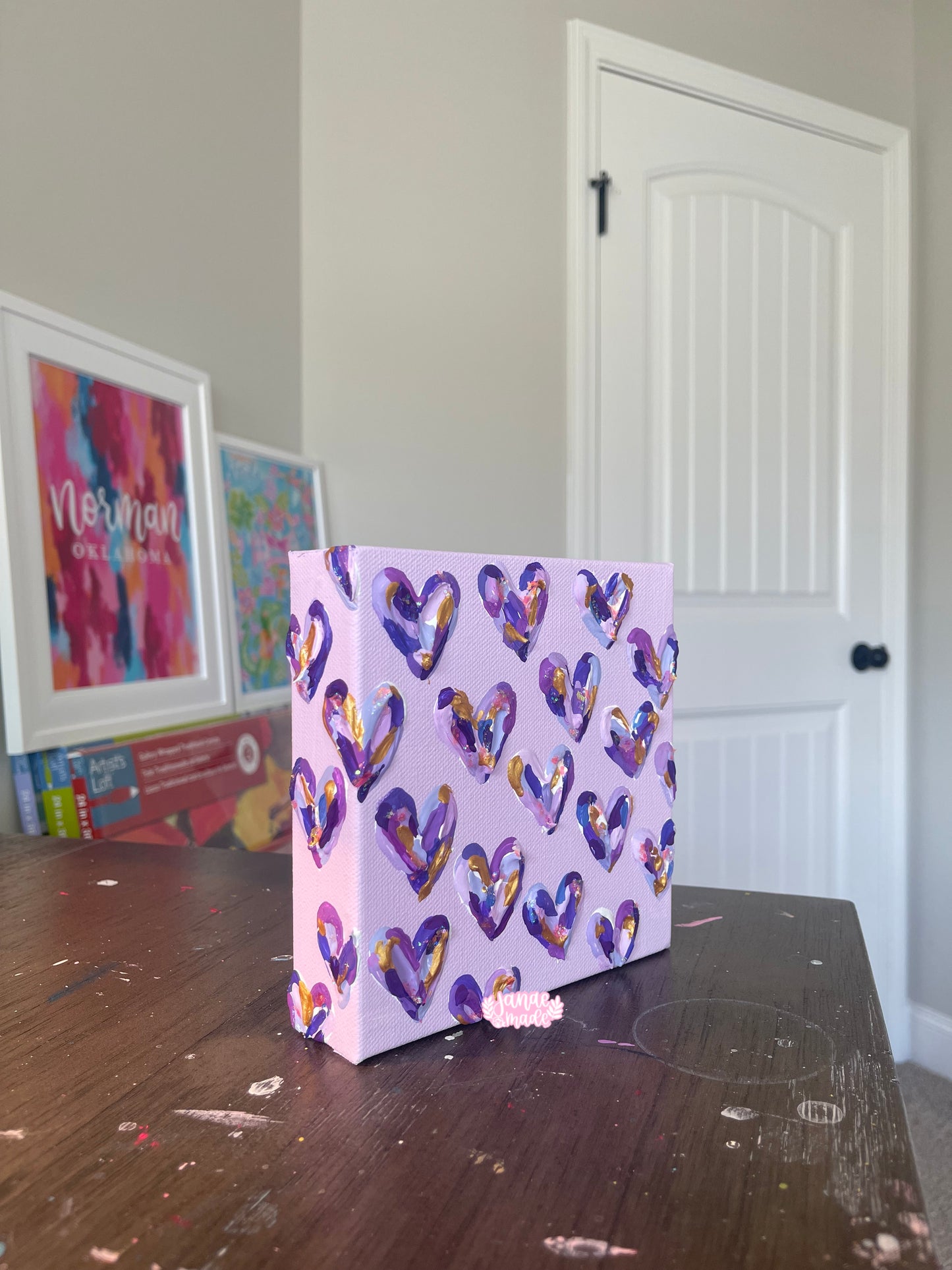 Textured Hearts Mini Canvas | Purple