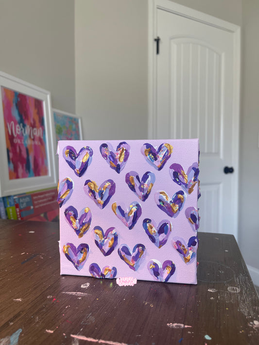 Textured Hearts Mini Canvas | Purple