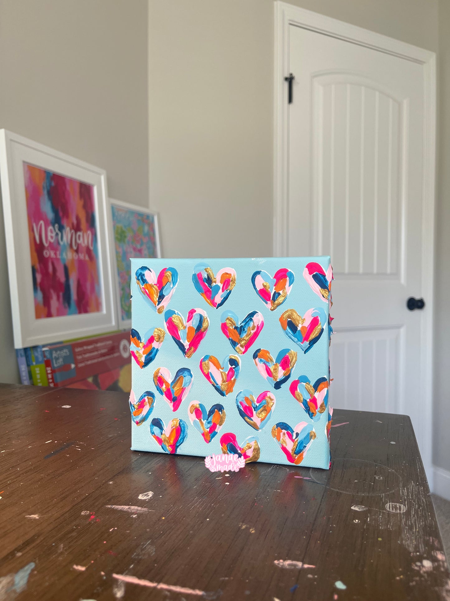 Textured Hearts Mini Canvas | Blue Skies