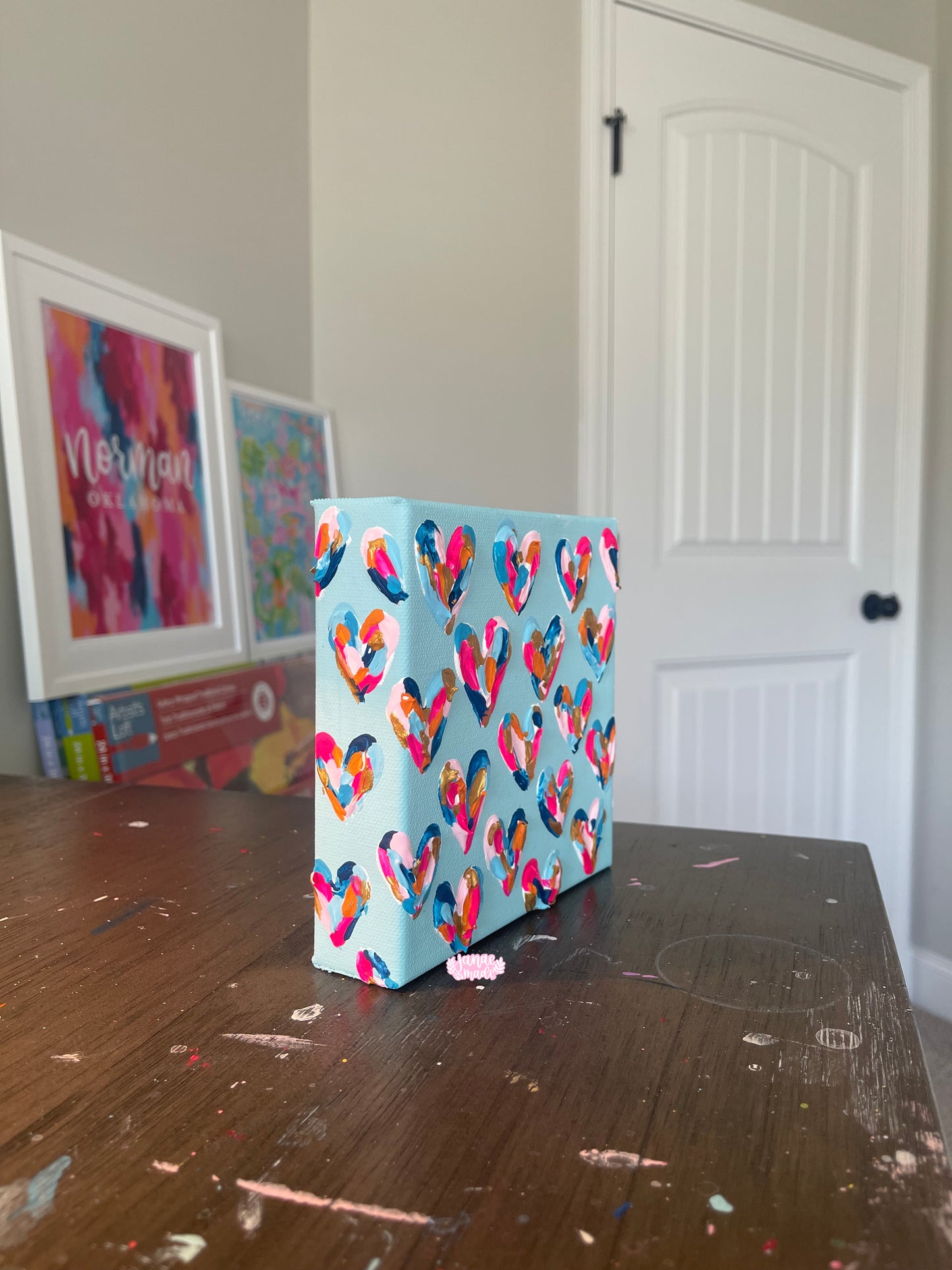 Textured Hearts Mini Canvas | Blue Skies