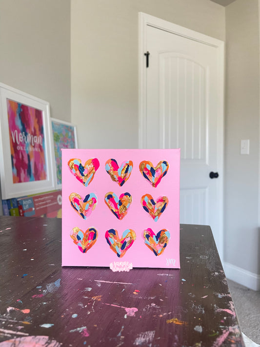 Textured Hearts Mini Canvas | Clementine