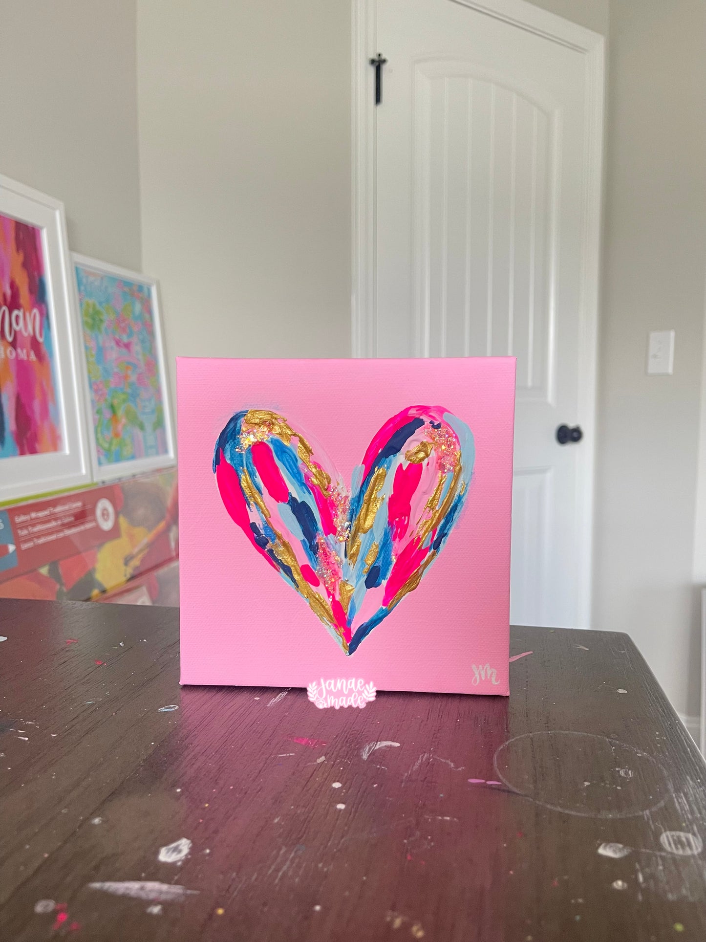 Textured Heart Mini Canvas | Pink