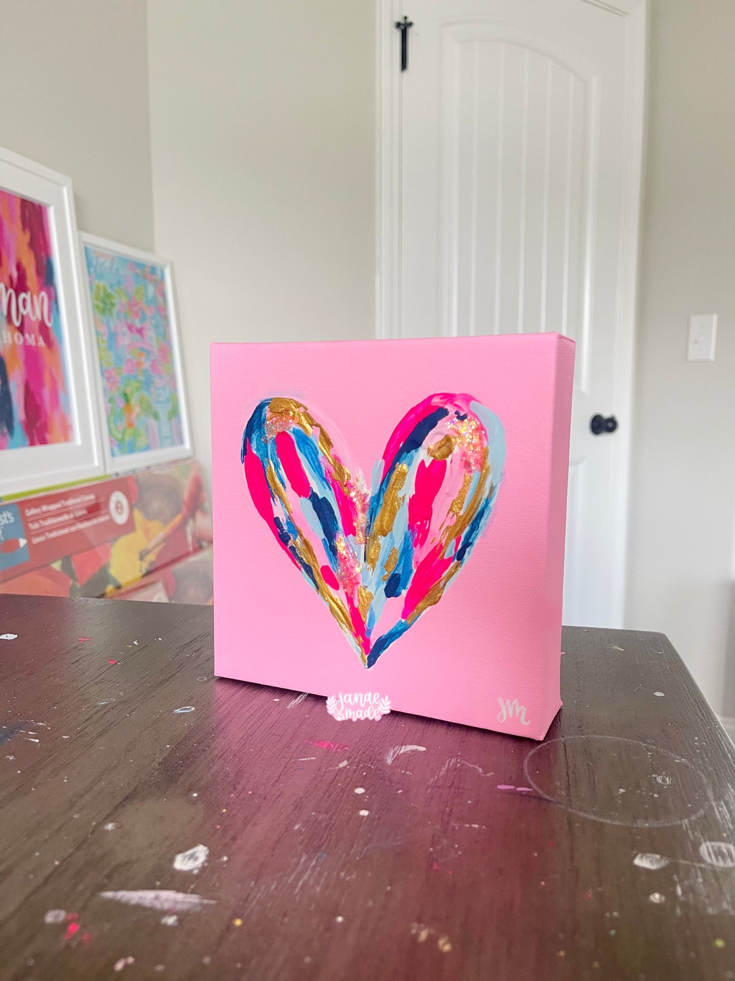 Textured Heart Mini Canvas | Pink