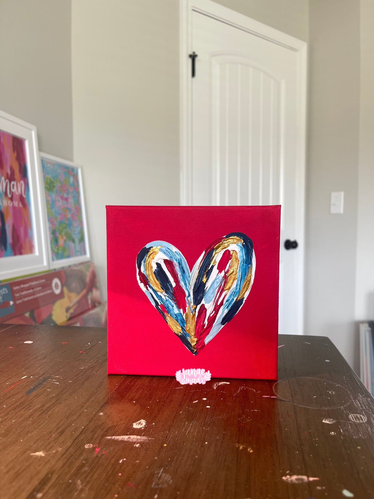 Textured Heart Mini Canvas | Red