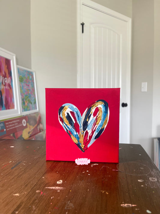 Textured Heart Mini Canvas | Red