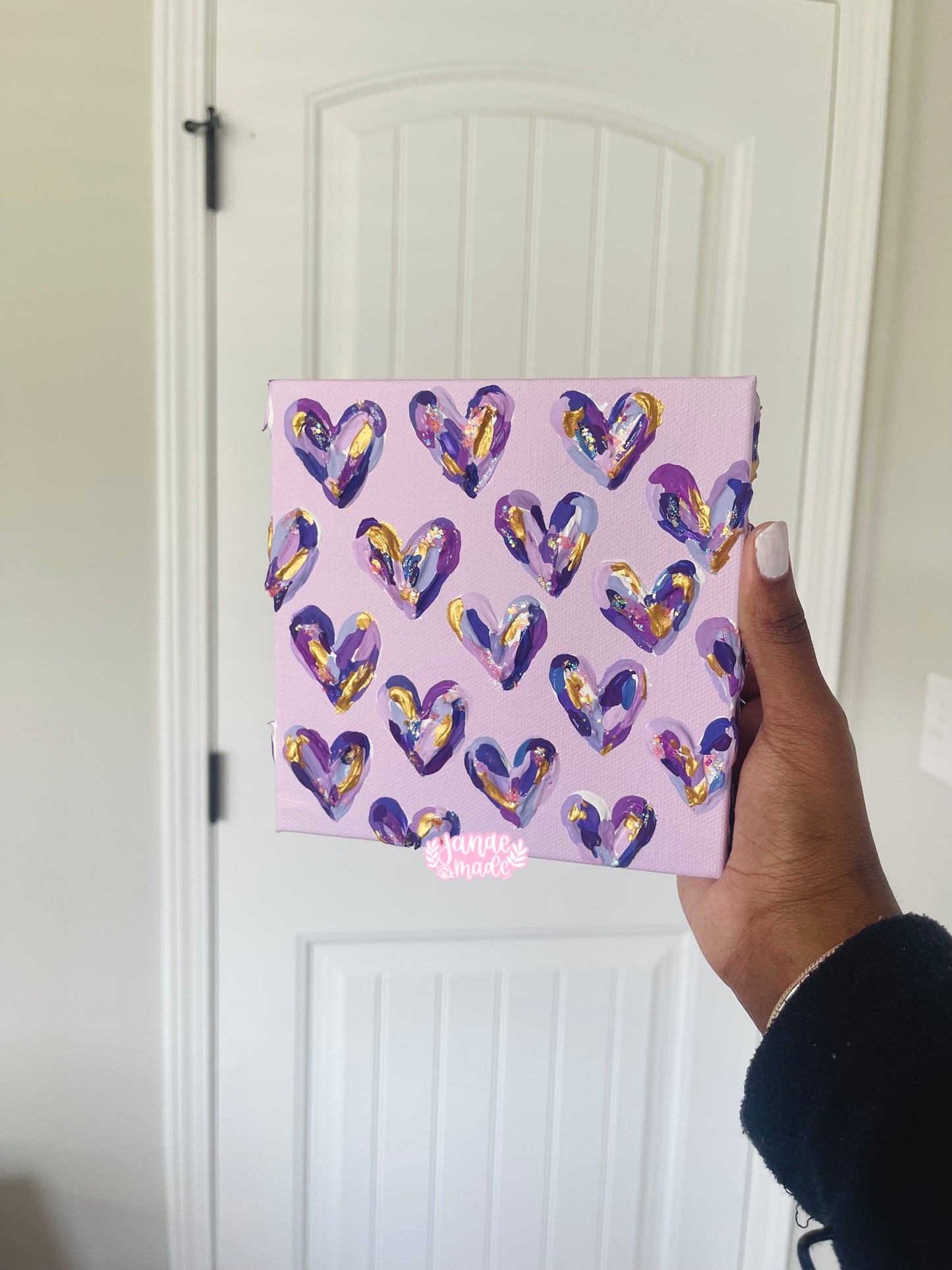 Textured Hearts Mini Canvas | Purple