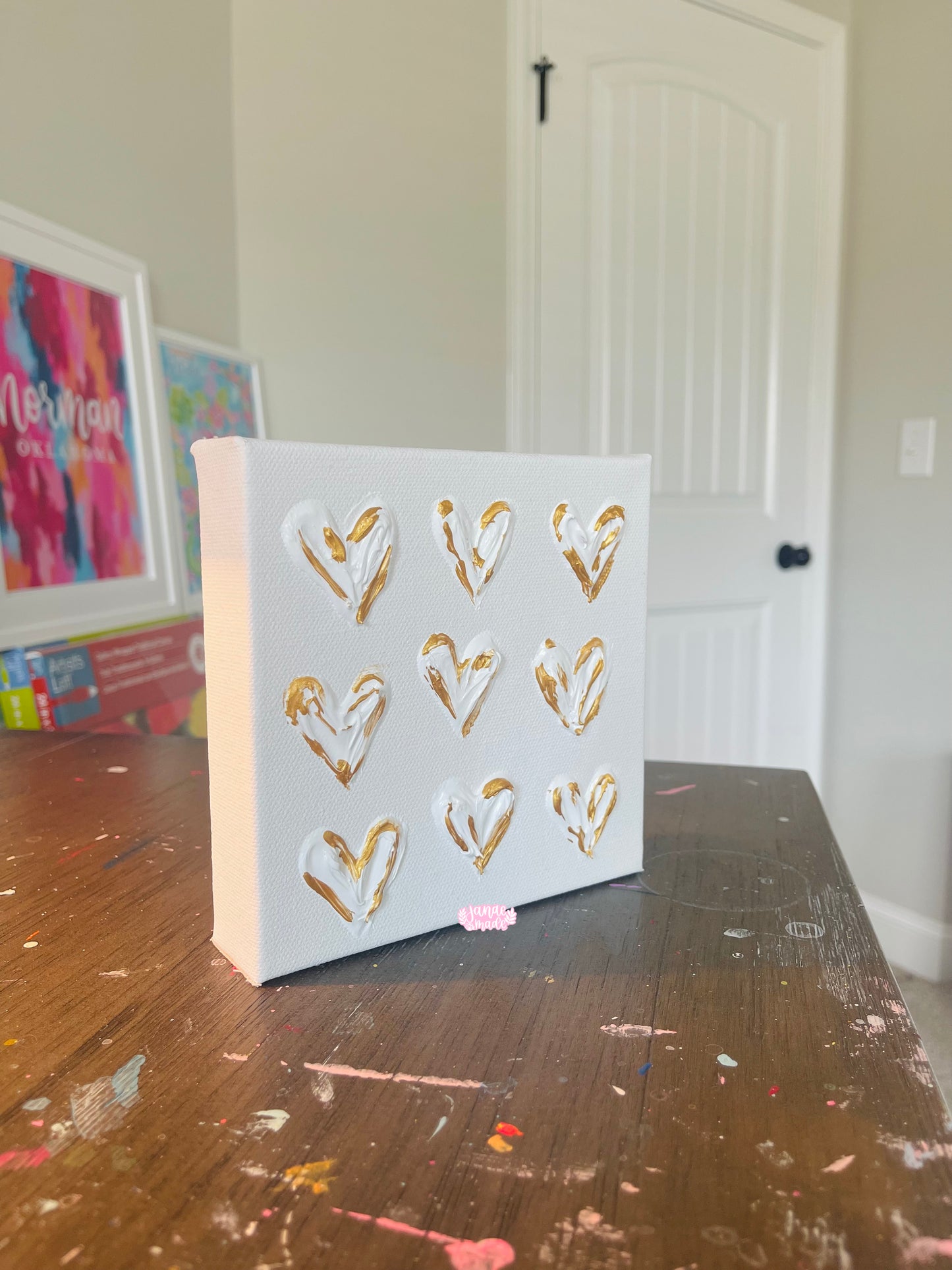 Textured Hearts Mini Canvas | Classic Gold