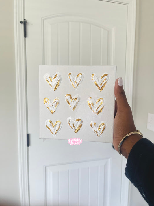 Textured Hearts Mini Canvas | Classic Gold