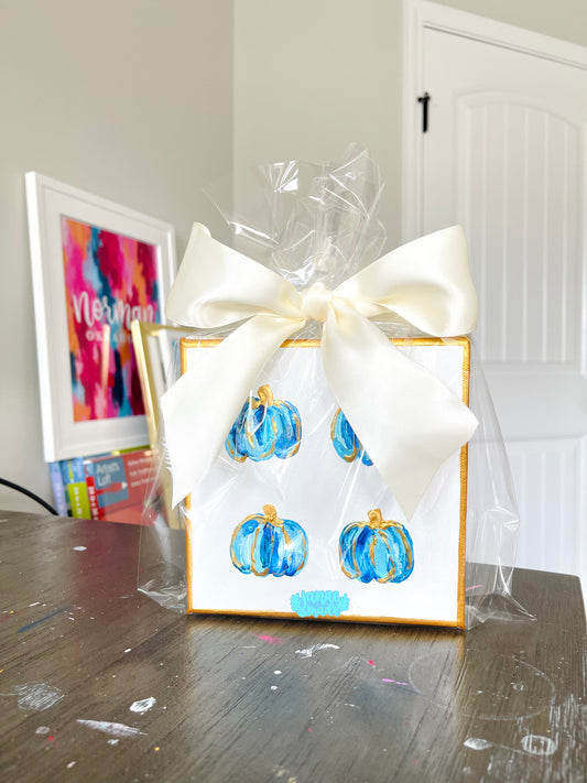 Textured Pumpkins Mini Canvas | Sweet blues