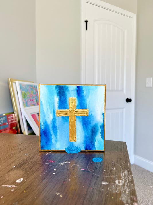 Textured Cross Mini Canvas | Royal Blue