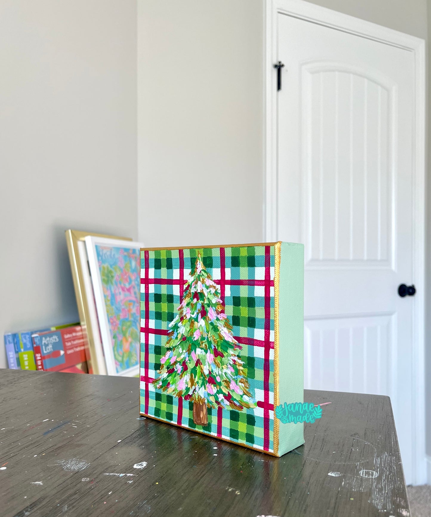 Textured Tree Mini Canvas | Christmas Plaid