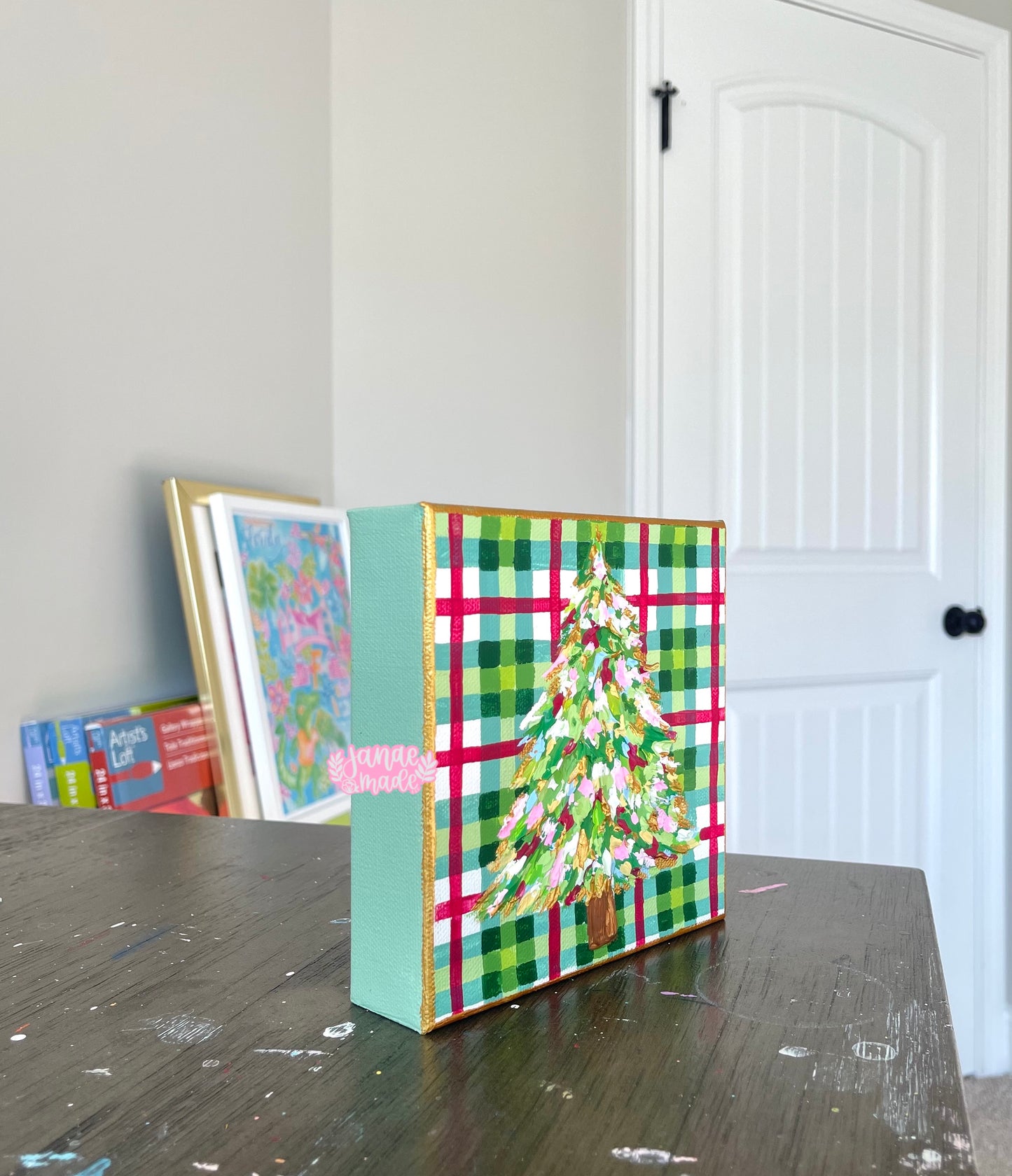 Textured Tree Mini Canvas | Christmas Plaid