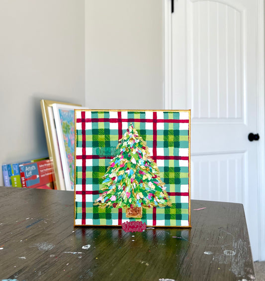 Textured Tree Mini Canvas | Wintergreen Plaid