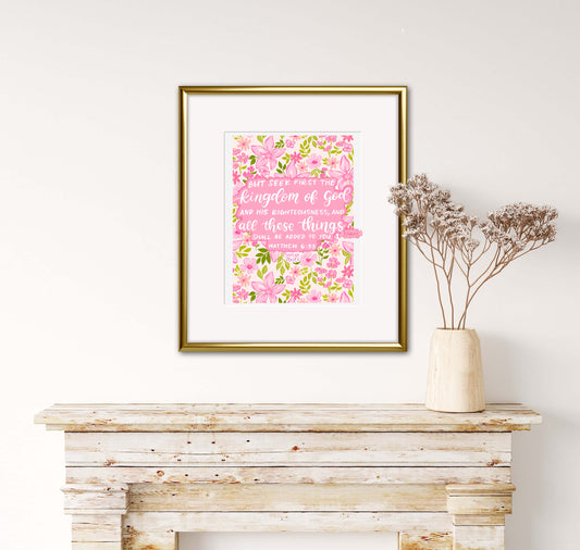 Matthew 6:33 Scripture Art Print