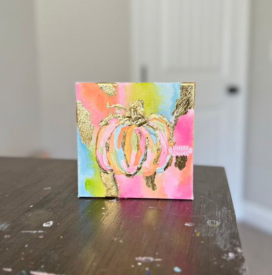 Textured Pumpkin Mini Canvas | Neon Splash